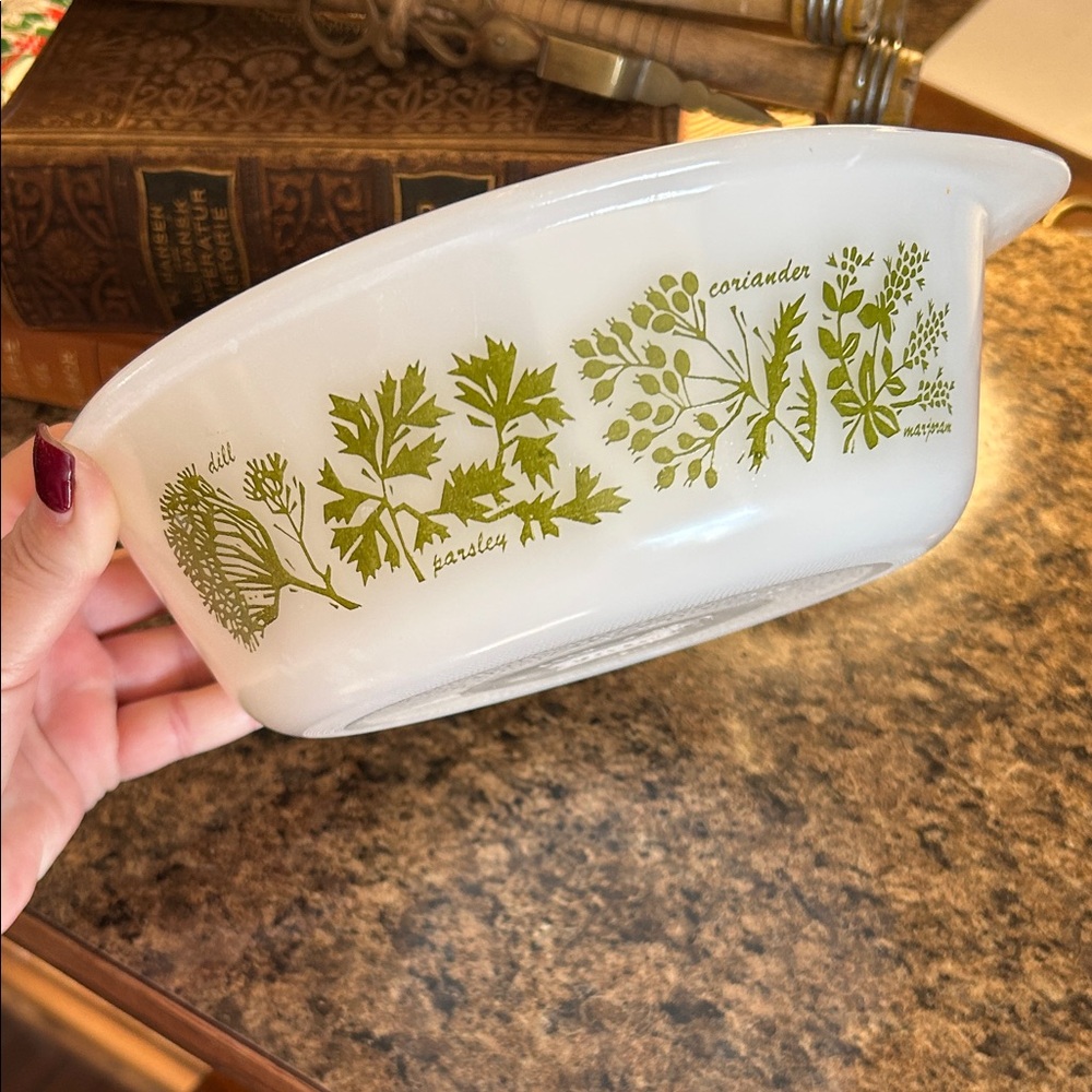 Vintage Glasbake Herb Garden 2 Quart Baking Dish